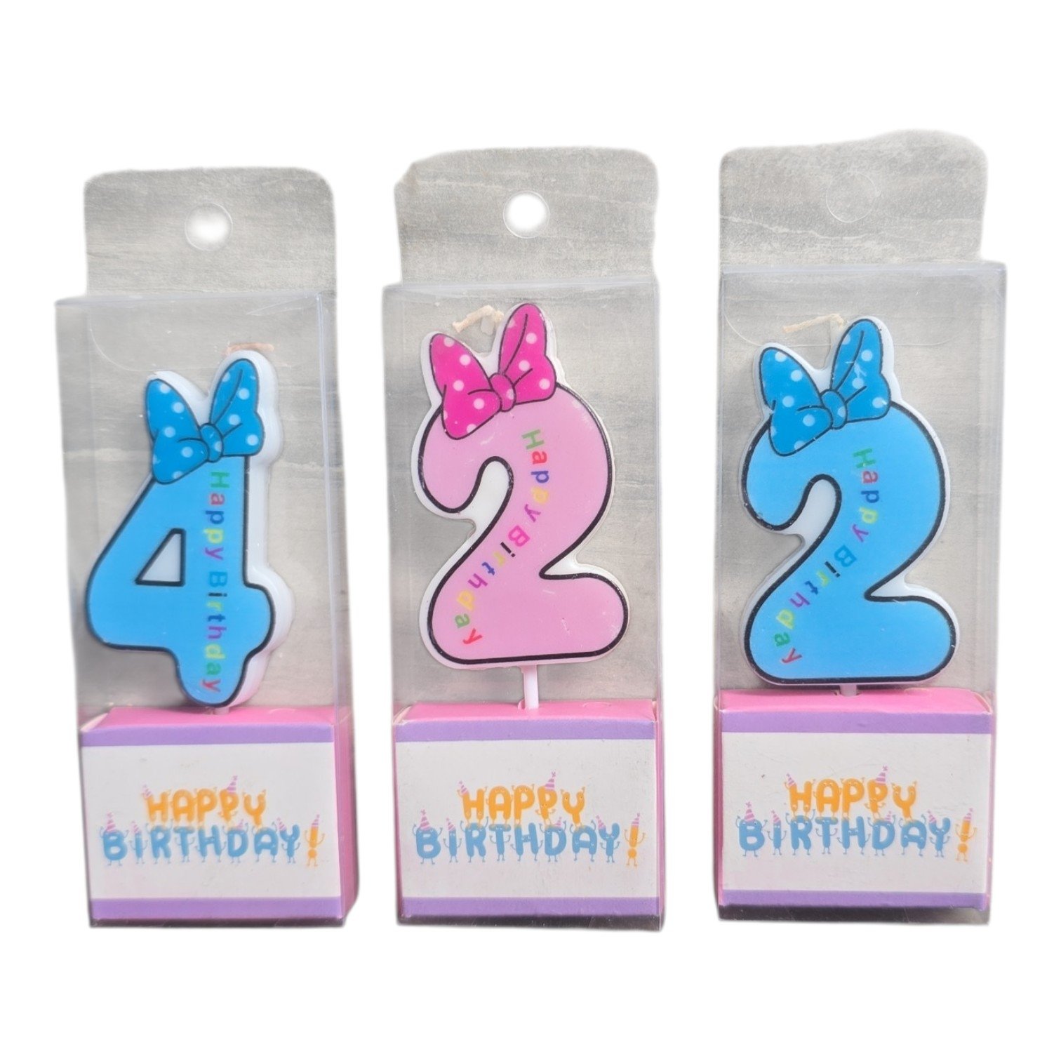 Bow Design Number Candles Mix